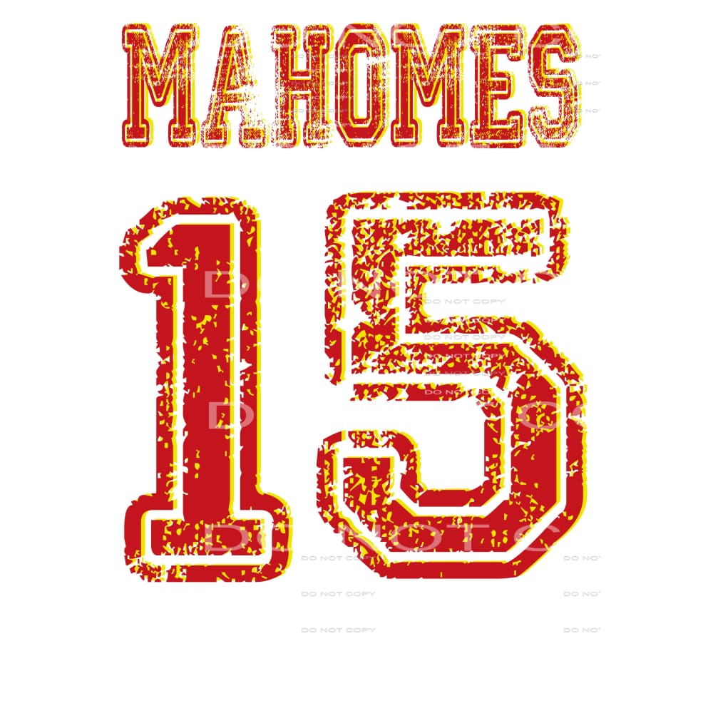 Mahomes # 15 Sublimation transfers - Heat Transfer Graphic