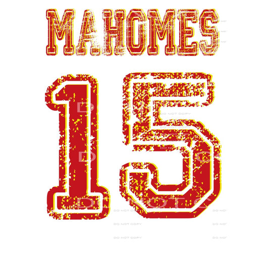 Mahomes # 15 Sublimation transfers - Heat Transfer Graphic