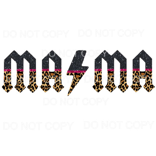 mama acdc pink black leopard bolt Sublimation transfers - 