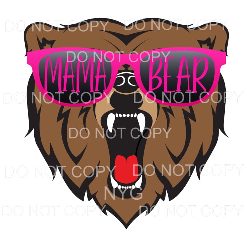 Mama Bear Hot Pink Glasses Sublimation transfers - Heat 