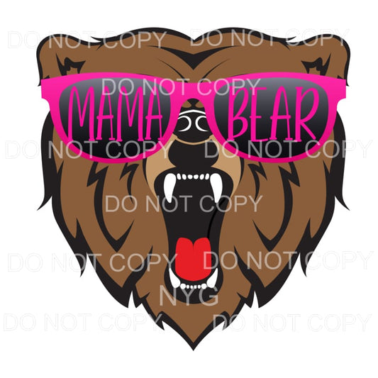 Mama Bear Hot Pink Glasses Sublimation transfers - Heat 