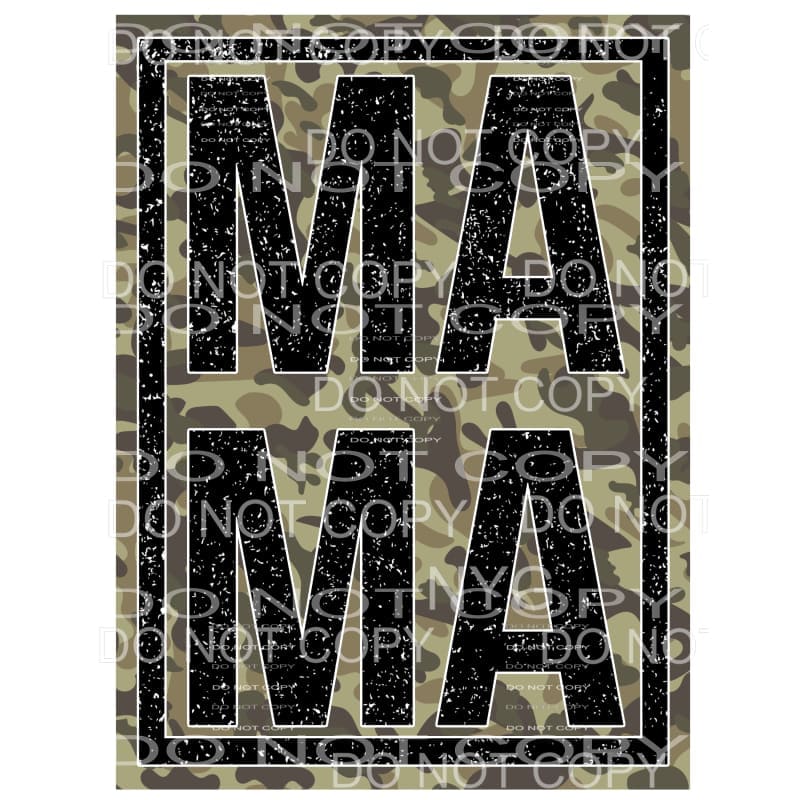 Mama Black Glitter Camo Framed Sublimation transfers - Heat 