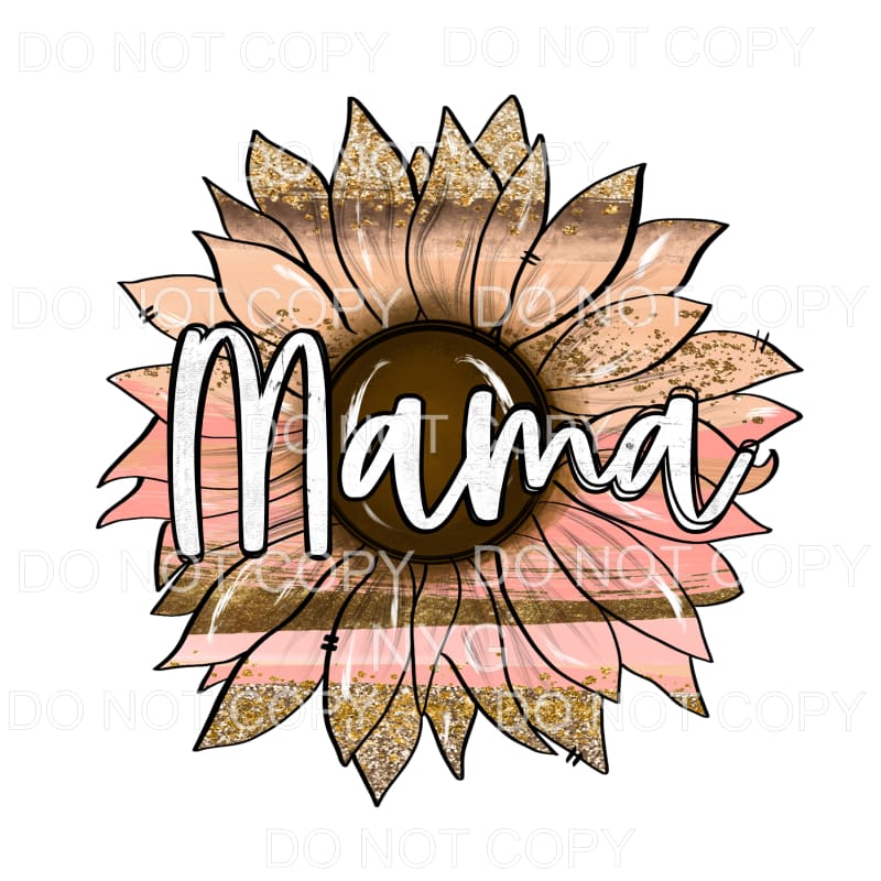 Mama Blush Gold Brushstrokes Sunflower Sublimation transfers