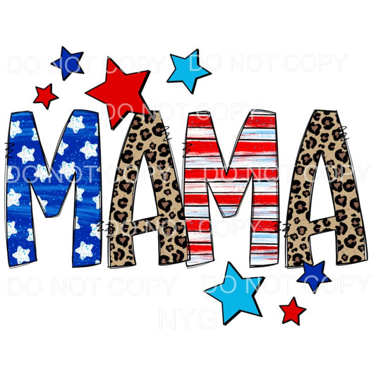Mama Flag Leopard Stars Stripes 4th of July USA America 
