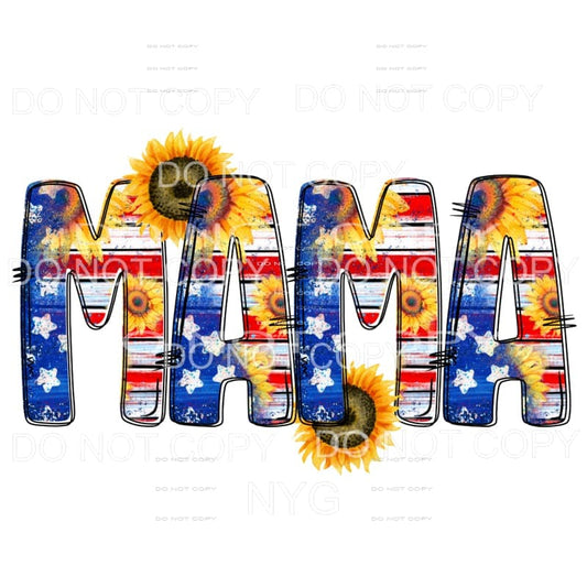 Mama Flag Sunflowers USA America Sublimation transfers - 