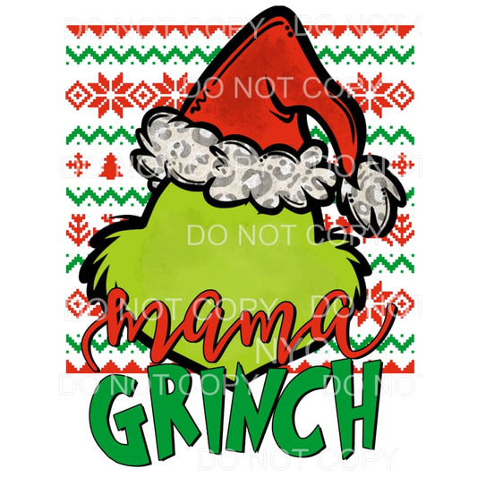 Mama Grinch Face Christmas Pattern Sublimation transfers - 