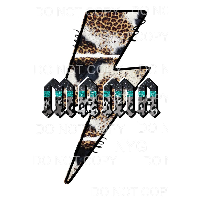 Mama lightning Bolt # 1 cowhide turquoise Sublimation 
