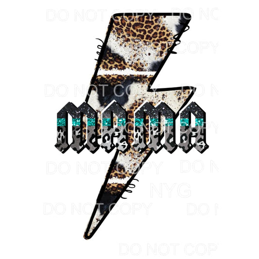 Mama lightning Bolt # 1 cowhide turquoise Sublimation 
