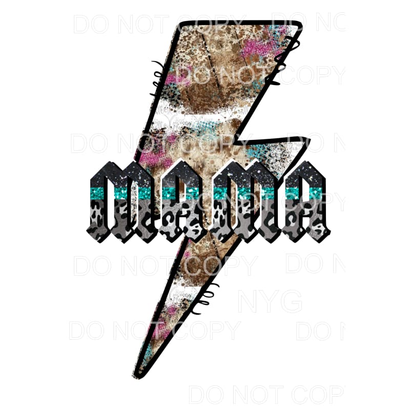 Mama lightning Bolt # 2 cowhide turquoise Sublimation 