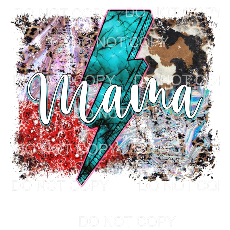 Mama Lightning Bolt Leopard Sublimation transfers - Heat 