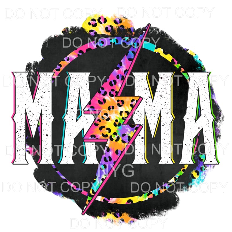 Mama Lightning Bolt Rainbow Leopard Sublimation transfers - 