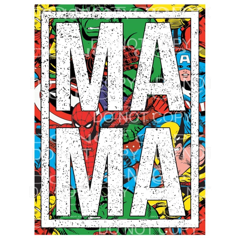 Mama Marvel Avengers Framed Sublimation transfers - Heat 