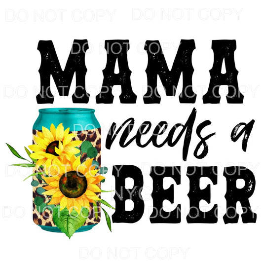 Mama Needs A Beer Leopard Sunflower Sublimation transfers - 