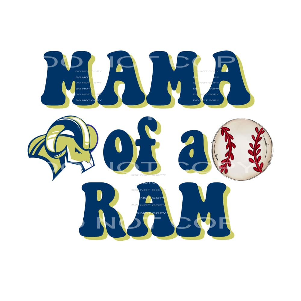 Mama of a RAM sports baseball # 12039 Sublimation transfers 