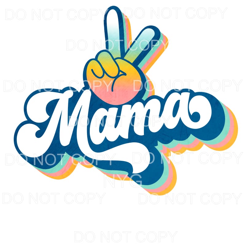 Mama Peace Rainbow Gradient Sublimation transfers - Heat 