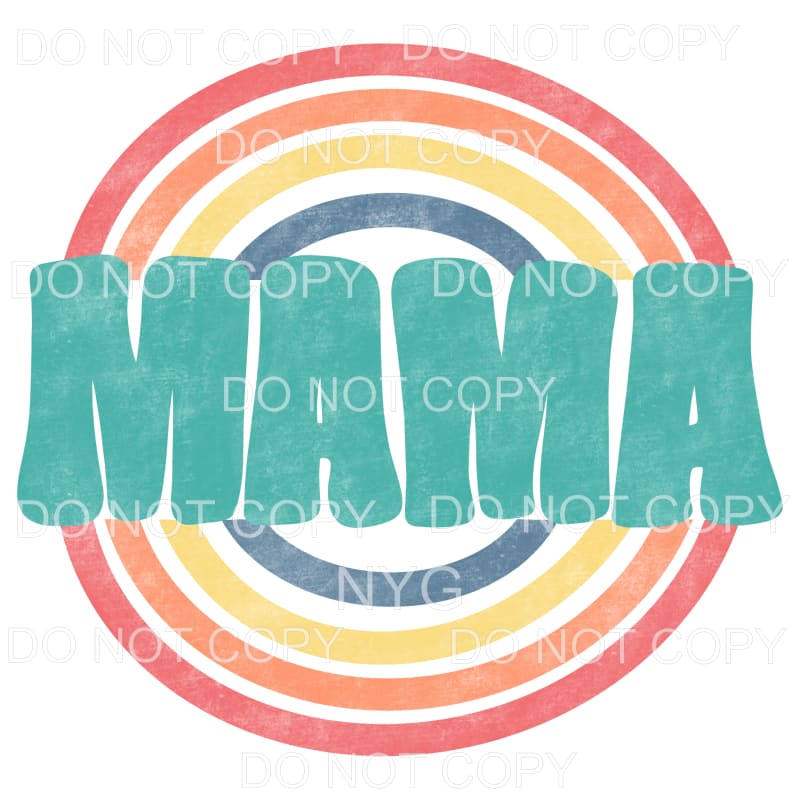 Mama Retro Rainbow Sublimation transfers - Heat Transfer