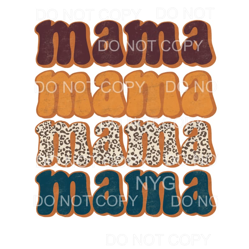 Mama Stacked Retro Distressed Leopard Fall Colors #1062 