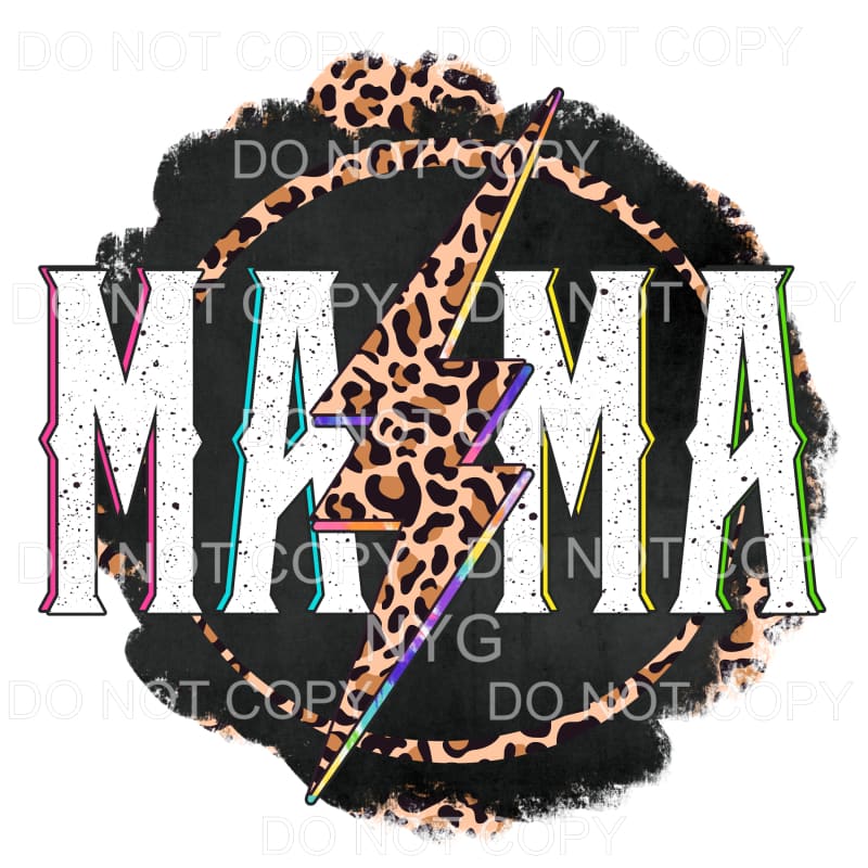 Mama Tie Dye Leopard Lightning Bolt Distressed Sublimation 