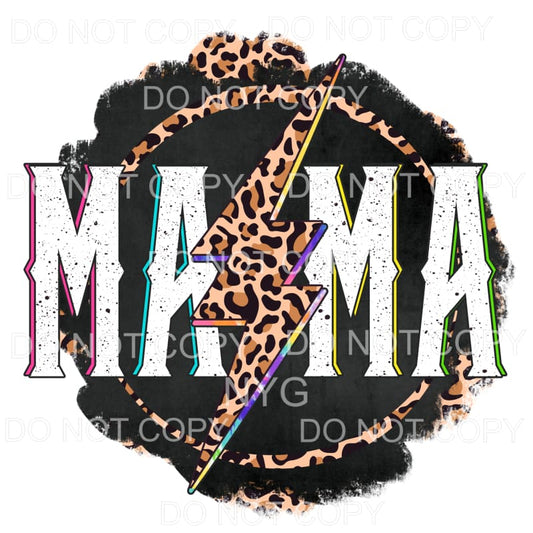 Mama Tie Dye Leopard Lightning Bolt Distressed Sublimation 