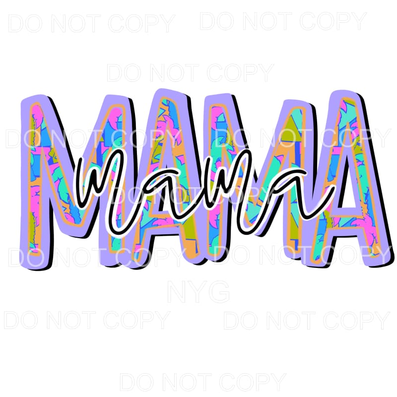 Mama Tropical Blue Orange Sublimation transfers - Heat 