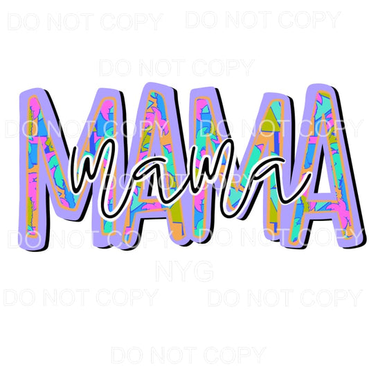 Mama Tropical Blue Orange Sublimation transfers - Heat 
