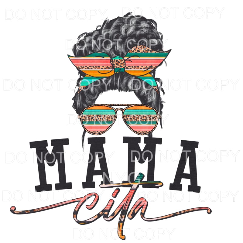 Mamacita Serape Curly Messy Bun Sublimation transfers - Heat