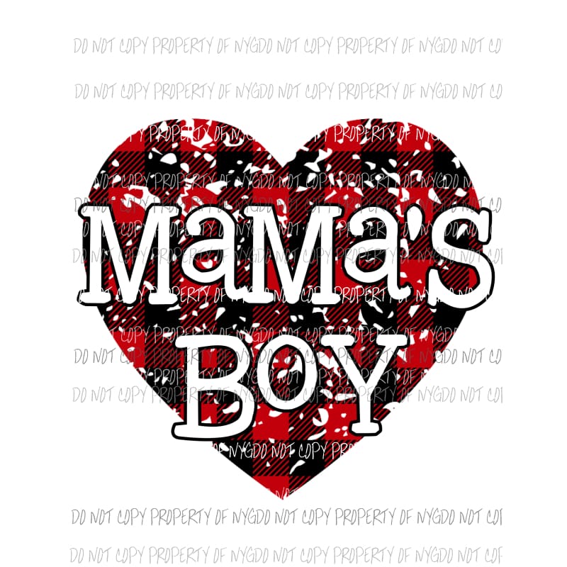 MaMas Boy red buffalo plaid Sublimation transfers Heat Transfer
