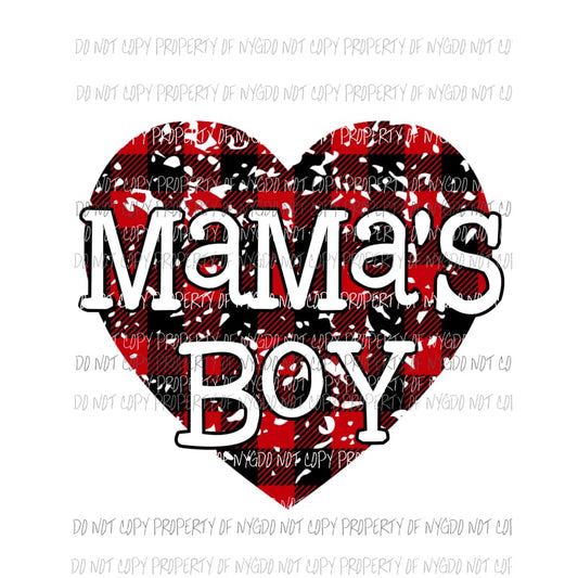 MaMas Boy red buffalo plaid Sublimation transfers Heat Transfer