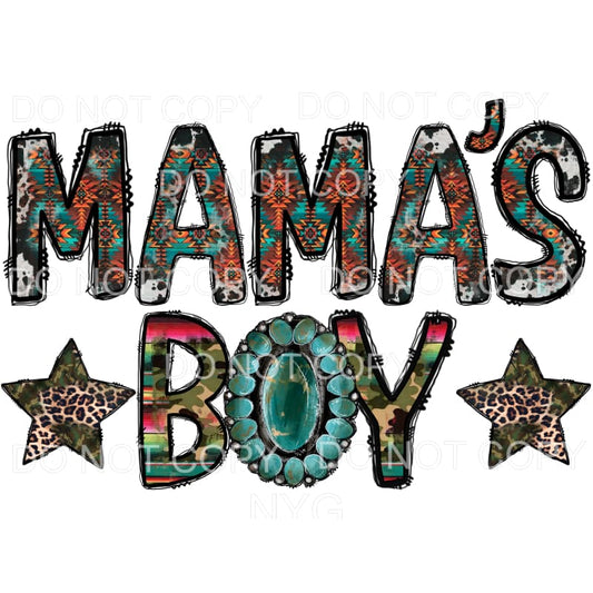 Mama’s Boy Western Leopard Cowhide Serape Camo Turquoise 