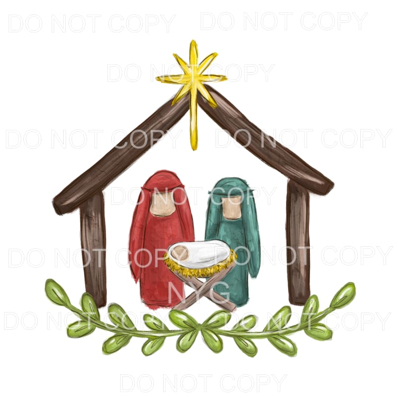 Manger Scene Baby Jesus Watercolor #920 Sublimation 