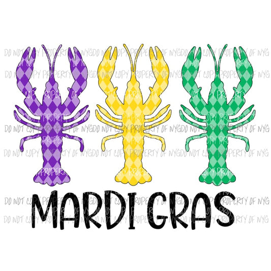 Mardi Gras Crawfish trio Sublimation transfers Heat Transfer