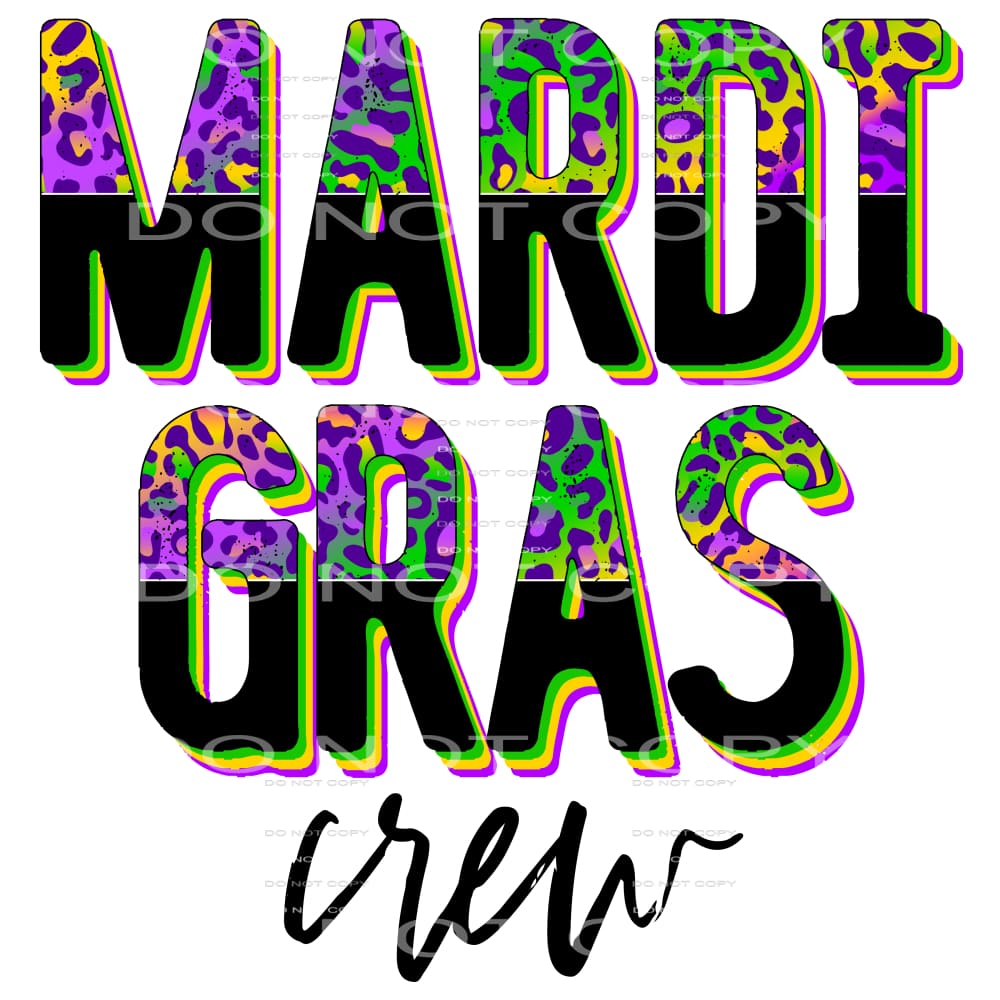 Mardi Gras Crew Top Half Colorful Leopard #2555 Sublimation 