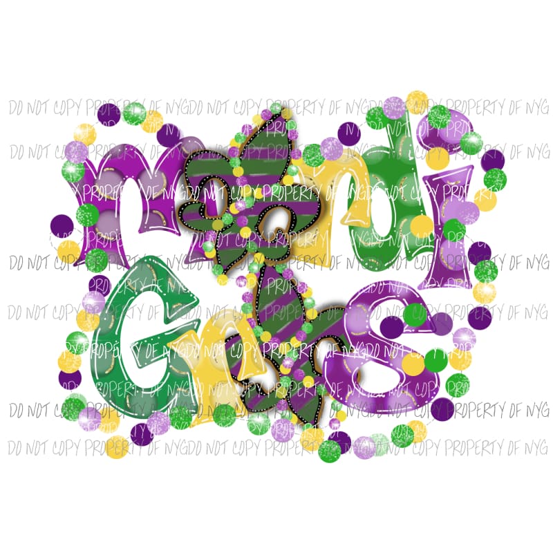Mardi Gras doodle beads Sublimation transfers Heat Transfer