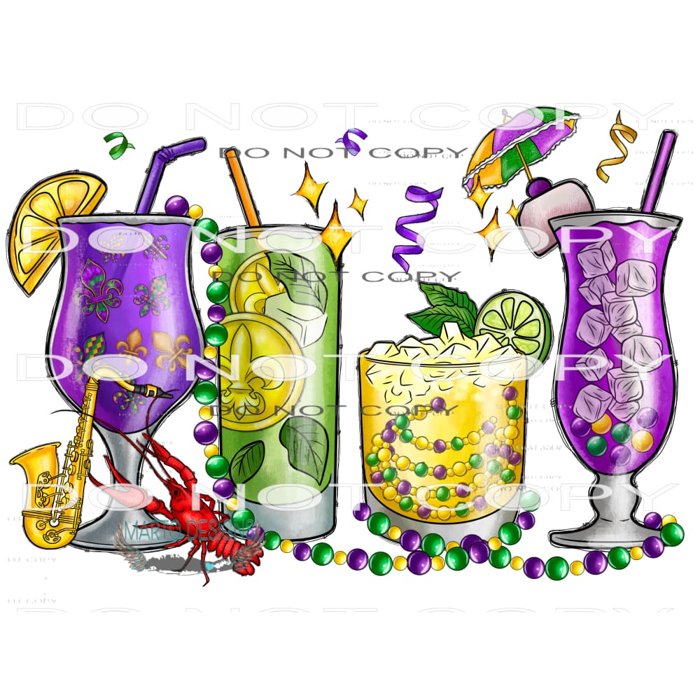 Mardi Gras Drinks #9794 Sublimation transfers - Heat