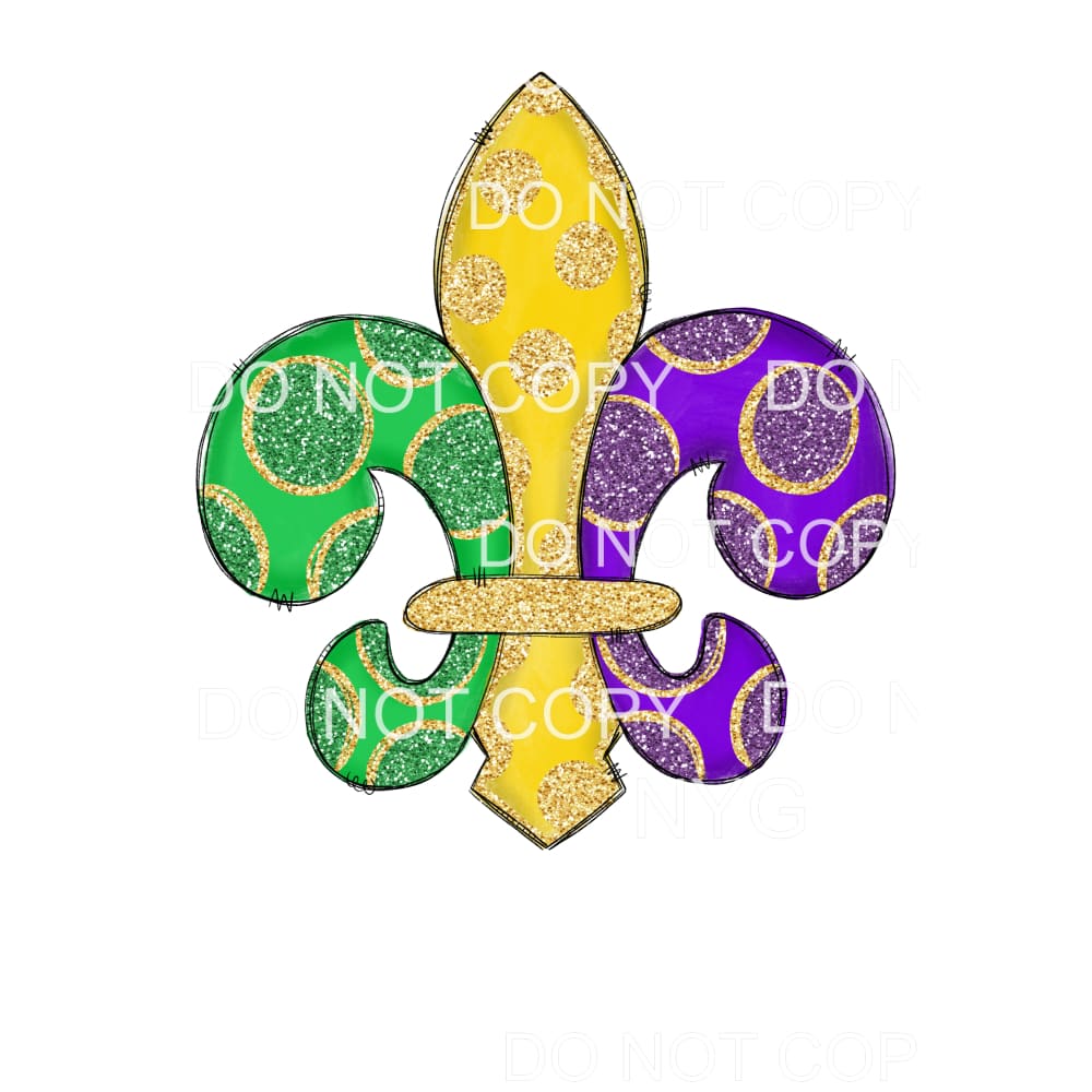 Mardi Gras Fleur de lis # 9958 Sublimation transfers - Heat 