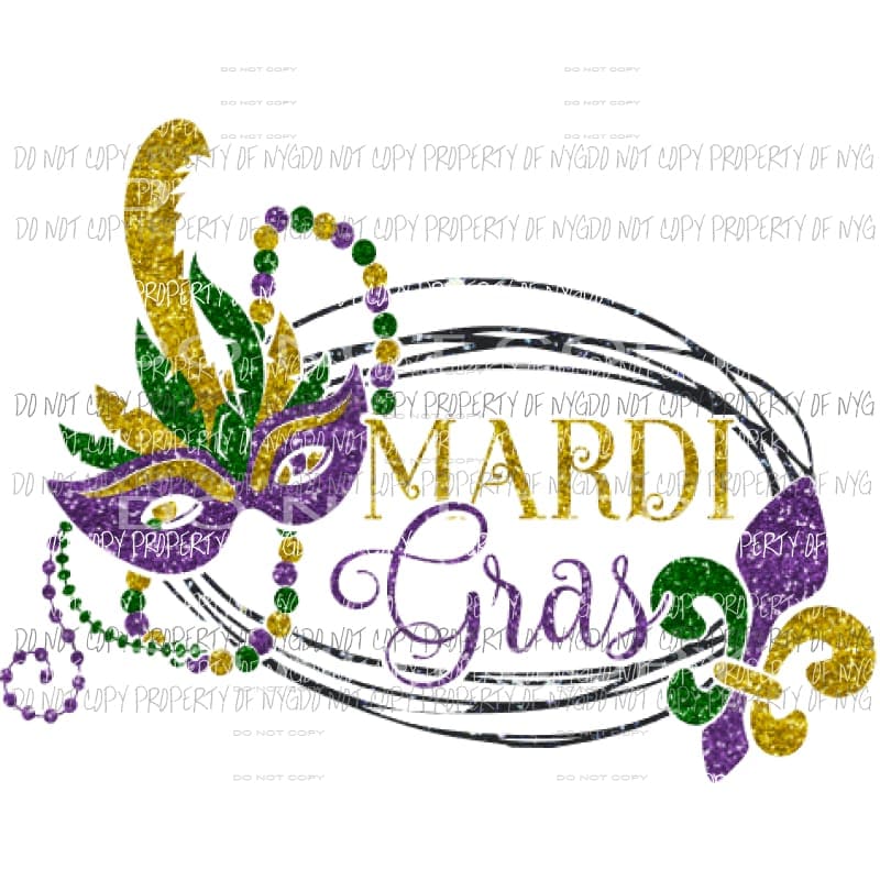 Mardi Gras glitter 701 Sublimation transfers Mardi Gras Heat Transfer