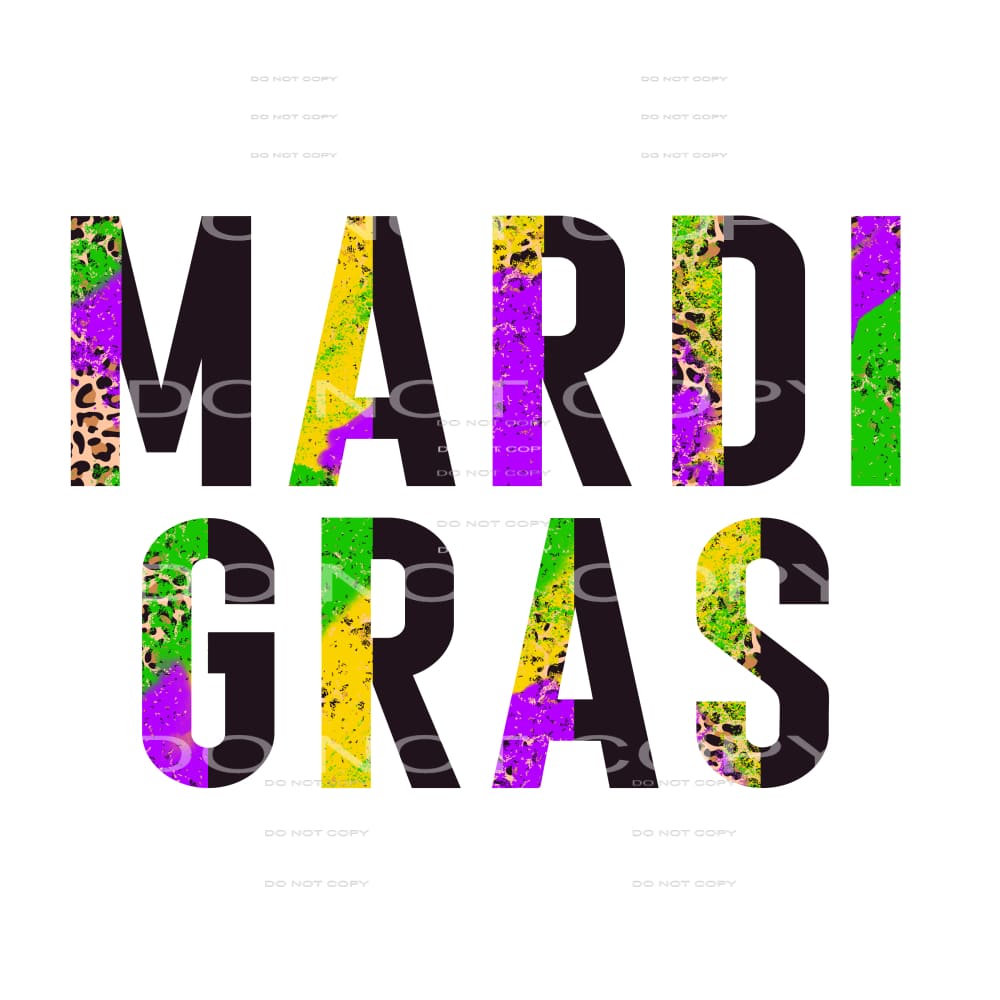 Mardi Gras Half Leopard Grunge #2541 Sublimation transfers -