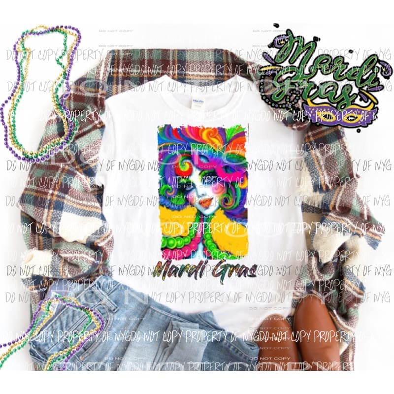 Mardi Gras Lady 1 Sublimation transfers Mardi Gras Heat Transfer