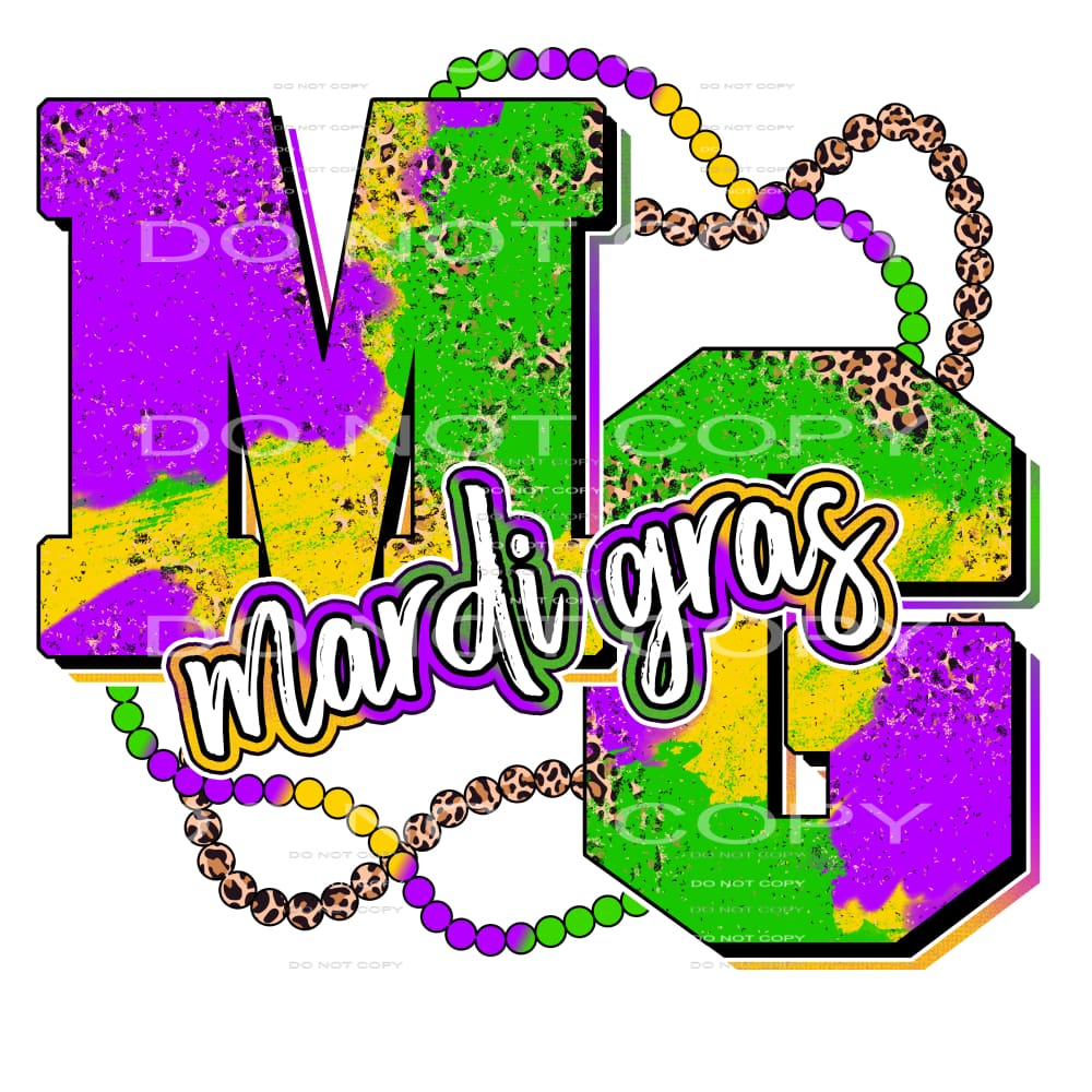 Mardi Gras MG Grunge Leopard Beads #2568 Sublimation 