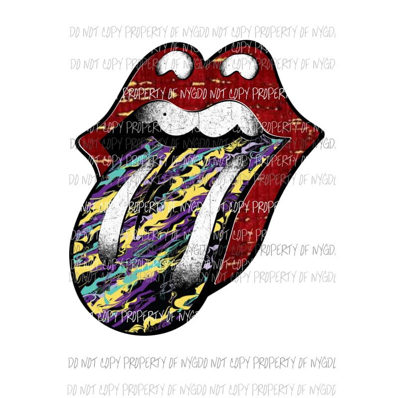 Mardi Gras rolling stones lips #3 green purple gold Sublimation transfers Heat Transfer
