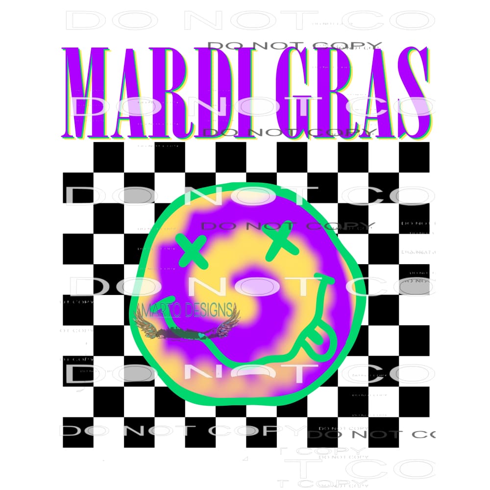 Mardi Gras Smiley #8996 Sublimation transfers - Heat