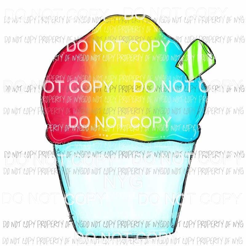 Mardi Gras snowcone #2 rainbow Sublimation transfers Heat Transfer