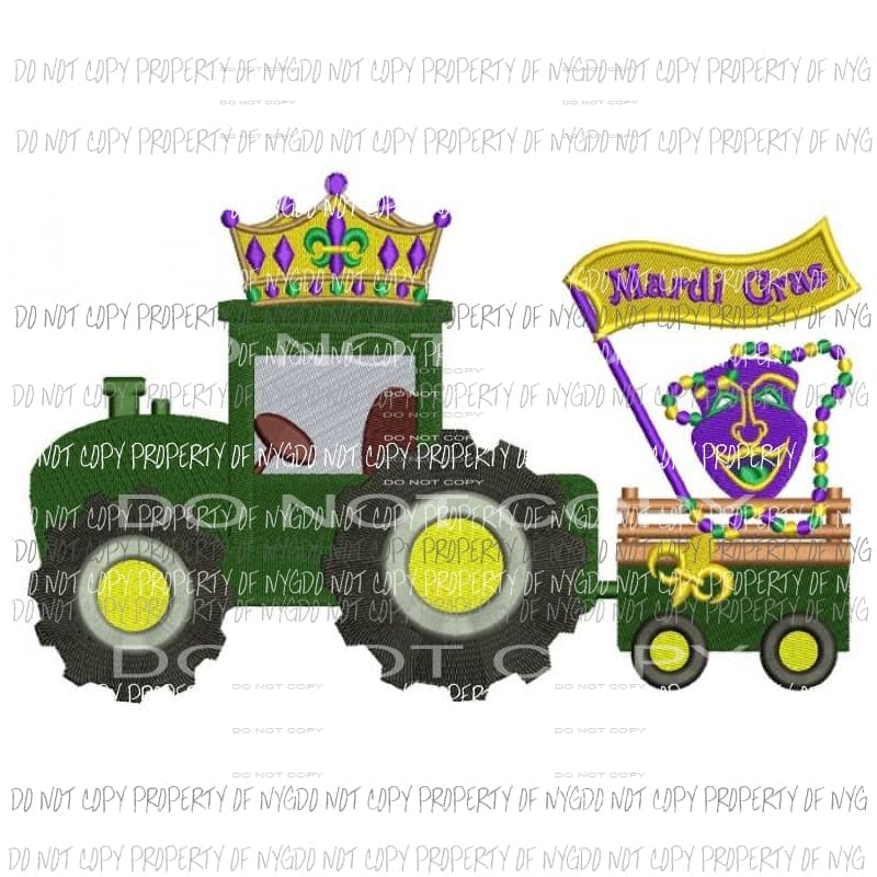 Mardi Gras Tractor Sublimation transfers Heat Transfer