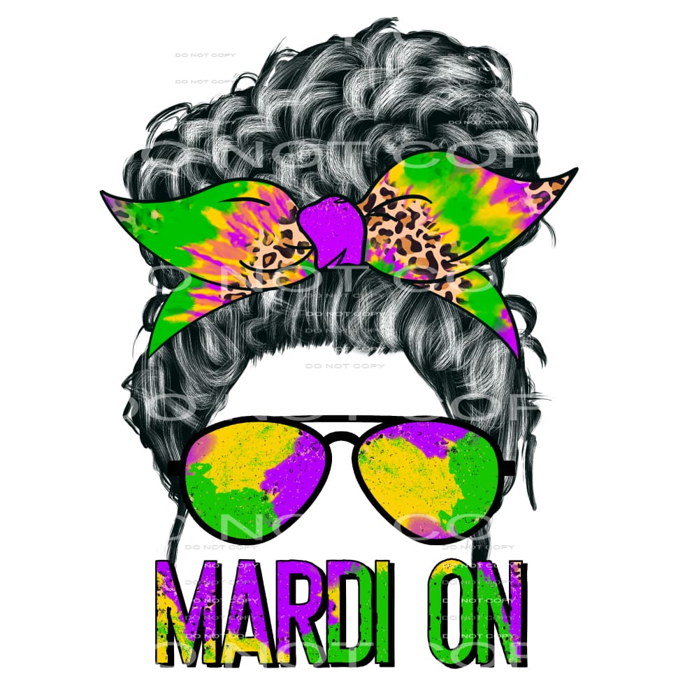 Mardi On Messy Bun Curly Tie Dye Leoaprd #2566 Sublimation 