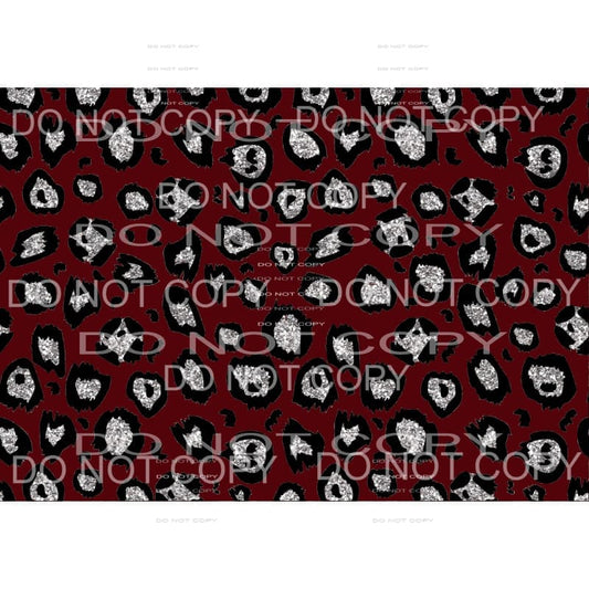 Maroon and grey and black leopard Sheet Sublimation 