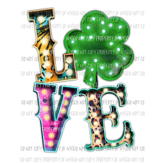 Marquee LOVE shamrock Sublimation transfers Heat Transfer