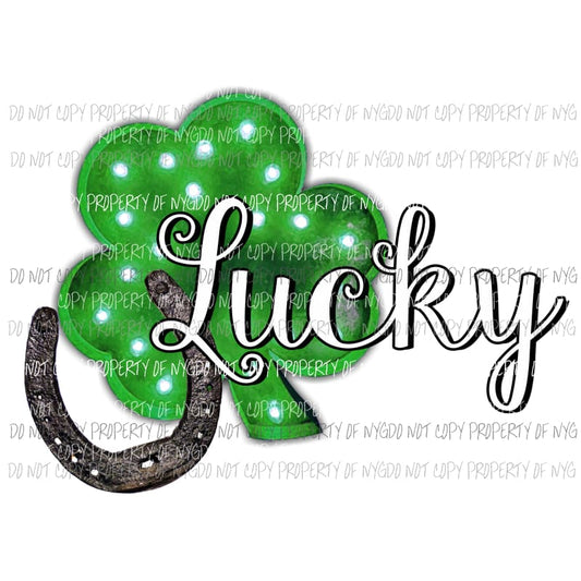 Marquee Lucky shamrock horseshoe Sublimation transfers Heat Transfer