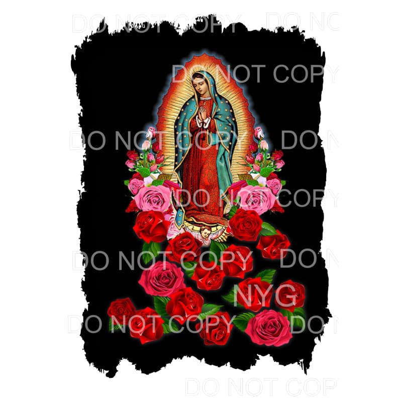 Mary Pink Red Roses Sublimation transfers - Heat Transfer