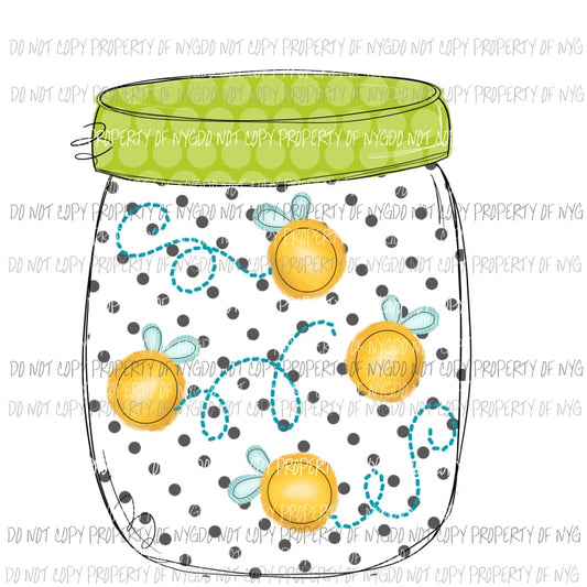 Mason Jar Lightning Bugs polka dots Sublimation transfers Heat Transfer