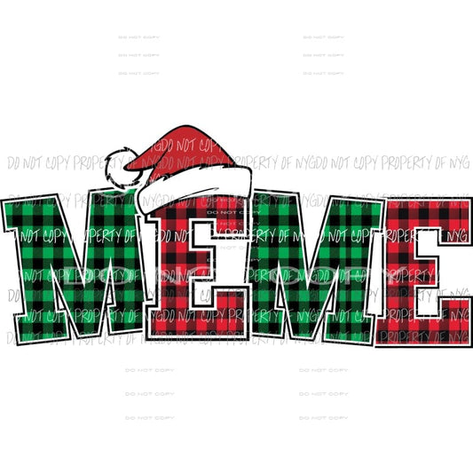 MEME buffalo plaid santa hat Sublimation transfers Heat Transfer